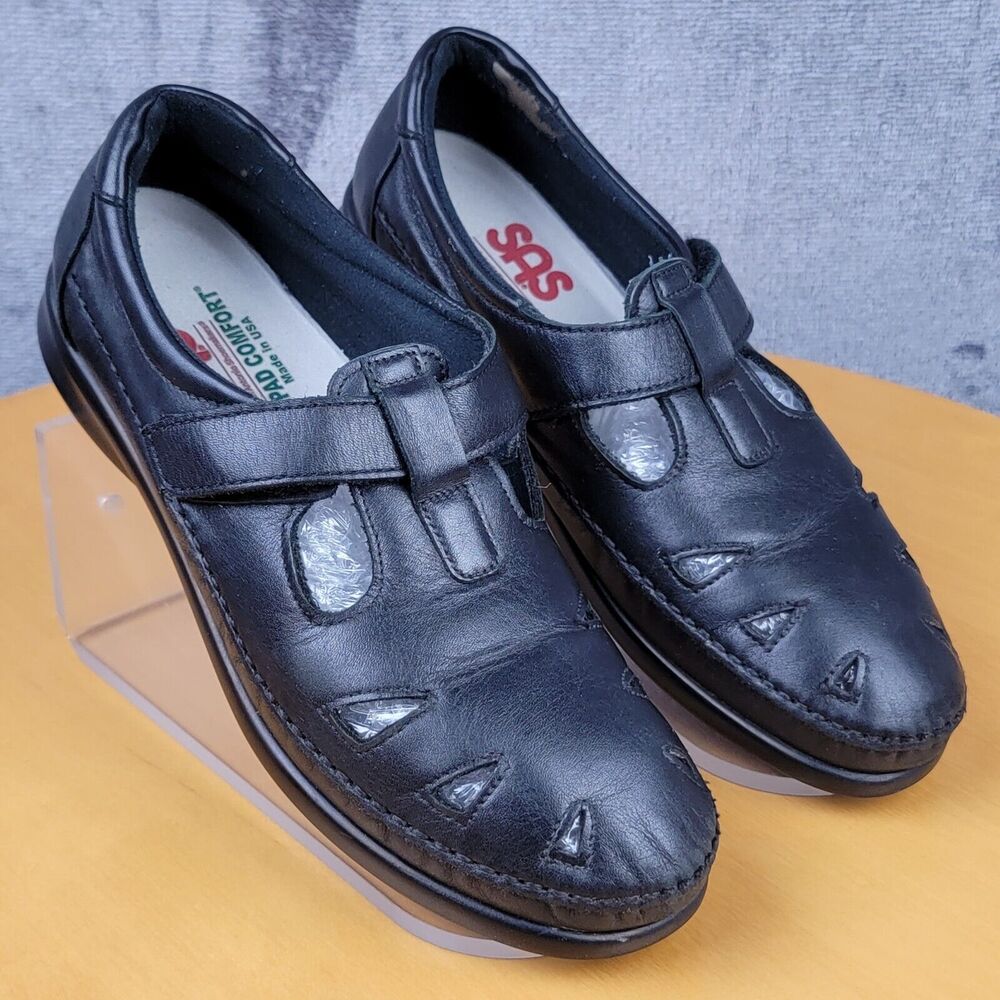 SAS Shoes Womens 9N Narrow Black Leather Roamer Comfort Lightweight Walking Shoe